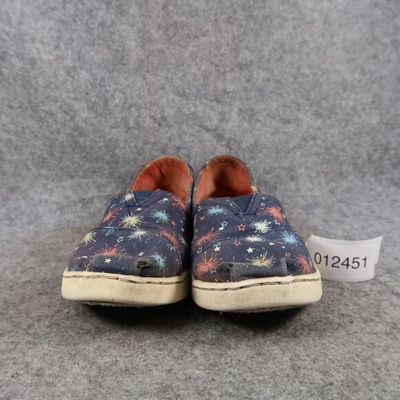 Toms Shoes Kids 3 Slip On Loafer Flats Casual Canvas Sneaker Fireworks Blue - Picture 2 of 11